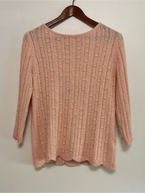 Laura Petites Women's Soft Knit Scallop Hem Sweater - Blush Pink Small